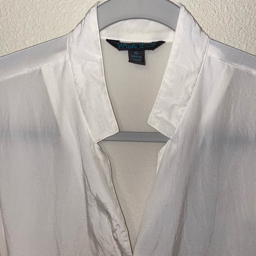What if ..? 100% silk white-cream tone button down blouse - Picture 12 of 16